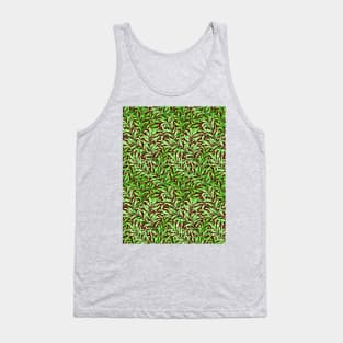 William Morris Willow Boughs Recolored Green on Red Tank Top